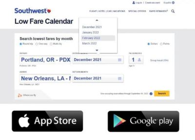 Southwest Low Fare Calendar